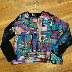 Michael Leu Women's Vintage Painted Long Sleeve in Size XL